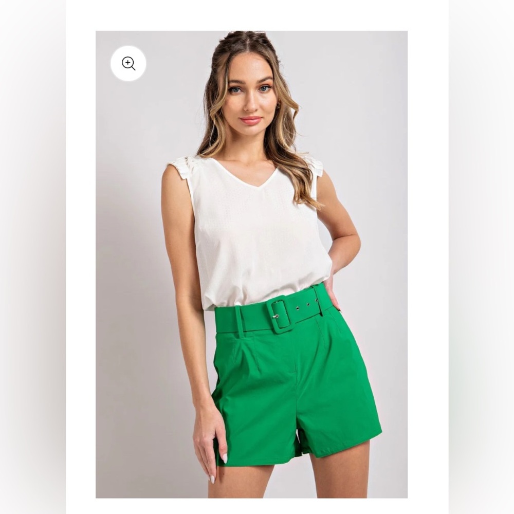 High Waist Belt Kelly Green Shorts
